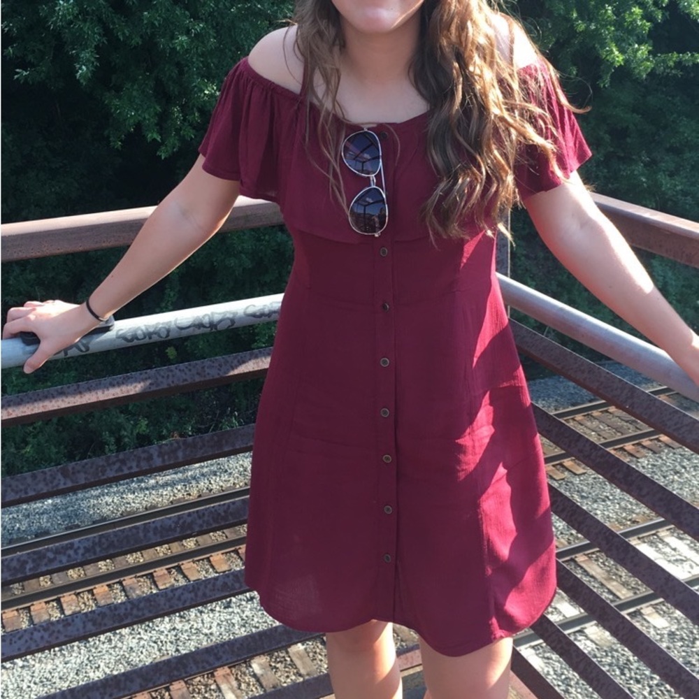 Maroon Button Down dress